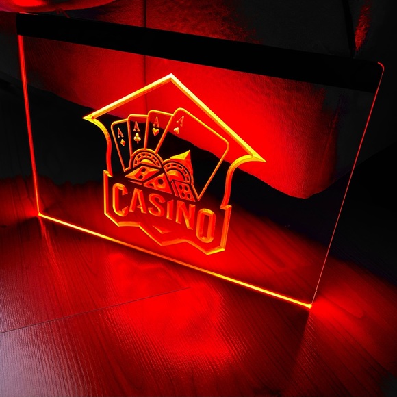CASINO LED NEON RED LIGHT SIGN 8x12 - Picture 3 of 3